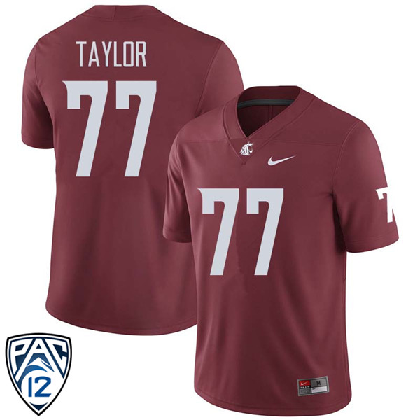 Men #77 Pake Taylor Washington State Cougars College Football Jerseys Sale-Crimson